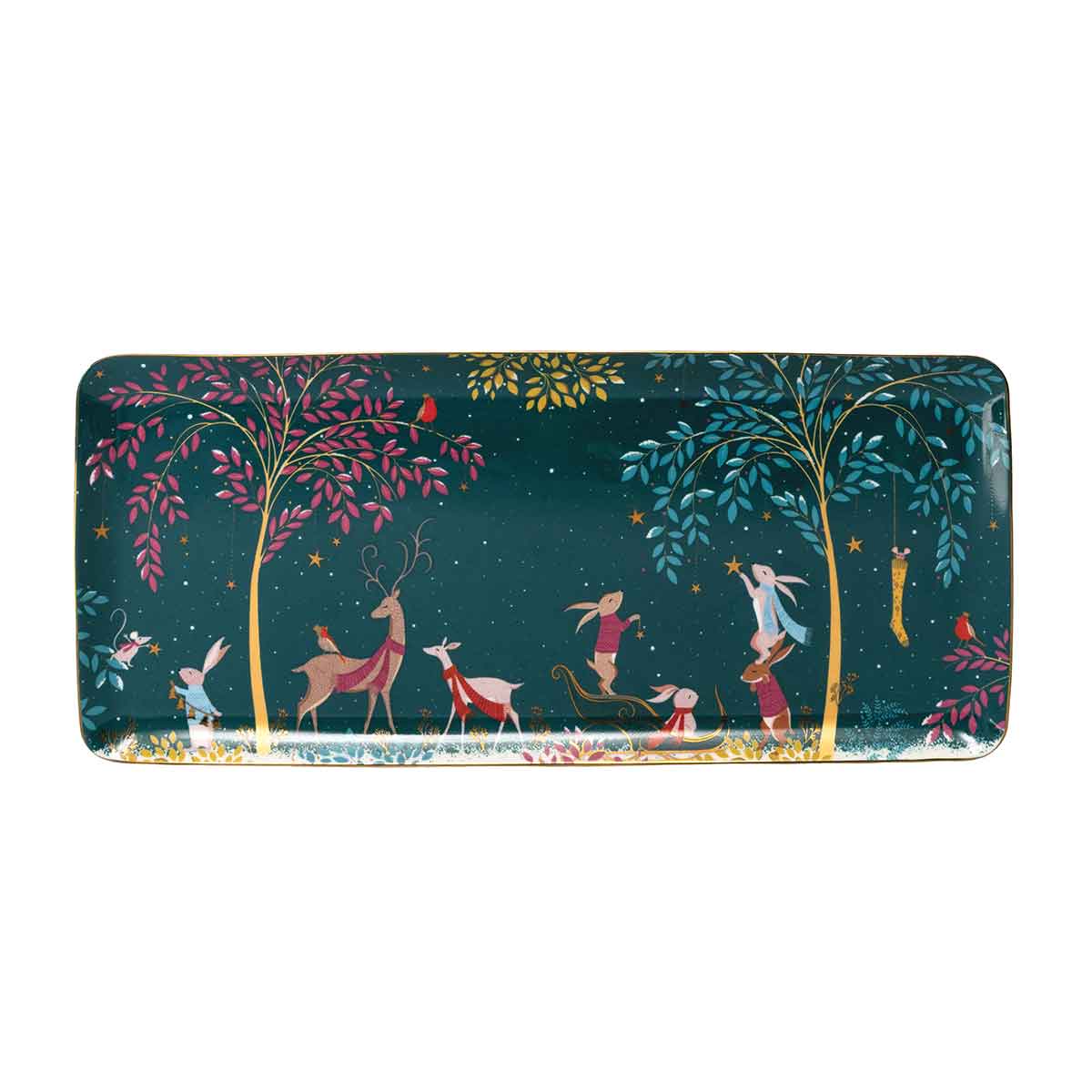 Sara Miller Woodland Tales Sandwich Tray, Deer & Robin image number null